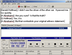 D:Scribe Standalone Playback and transcript screen